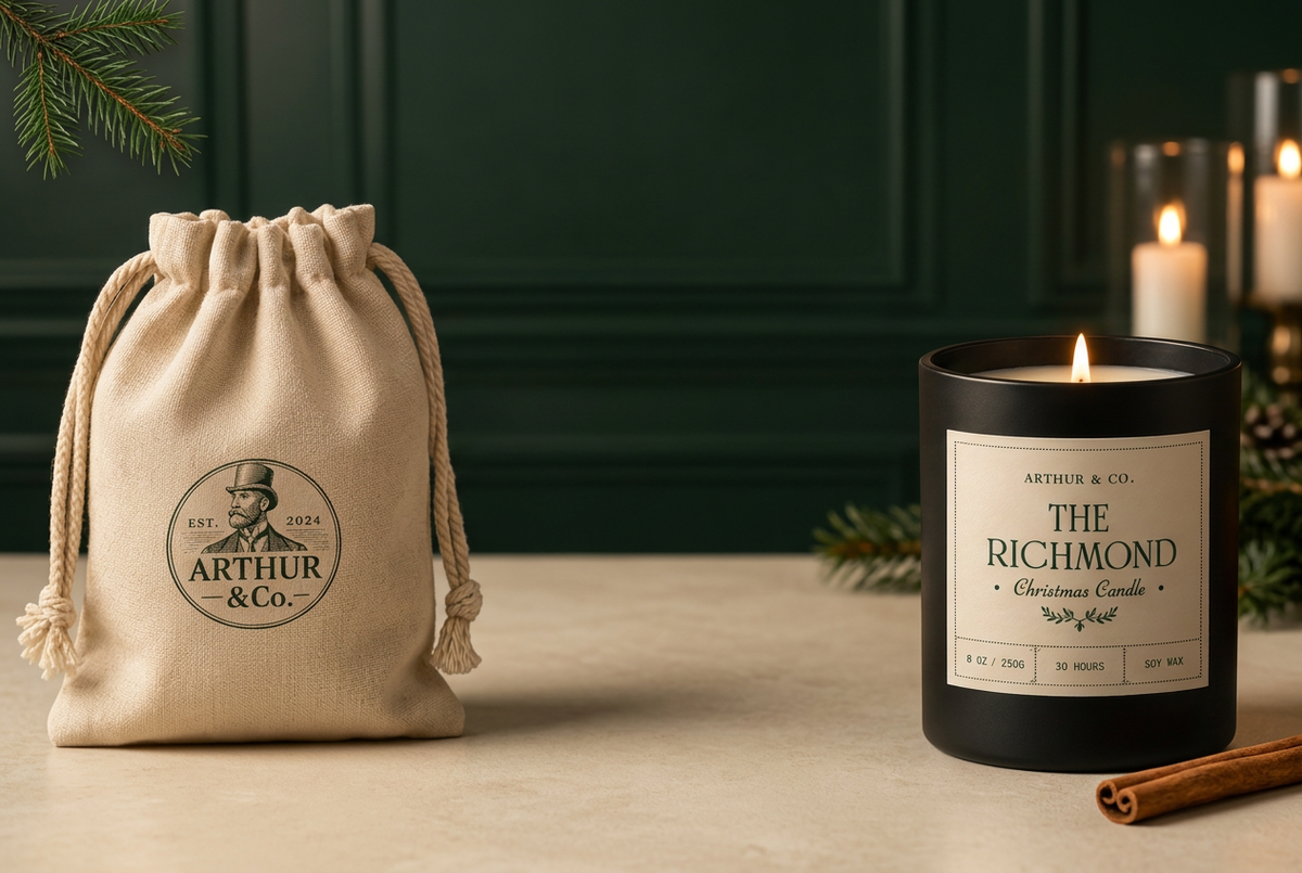 Richmond candle and bag background for the Shop now banner